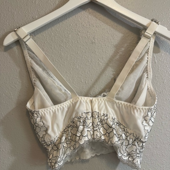 Cosabella Never Say Never Plungie Longline Bralette - White/Black Lace M - Picture 2 of 12